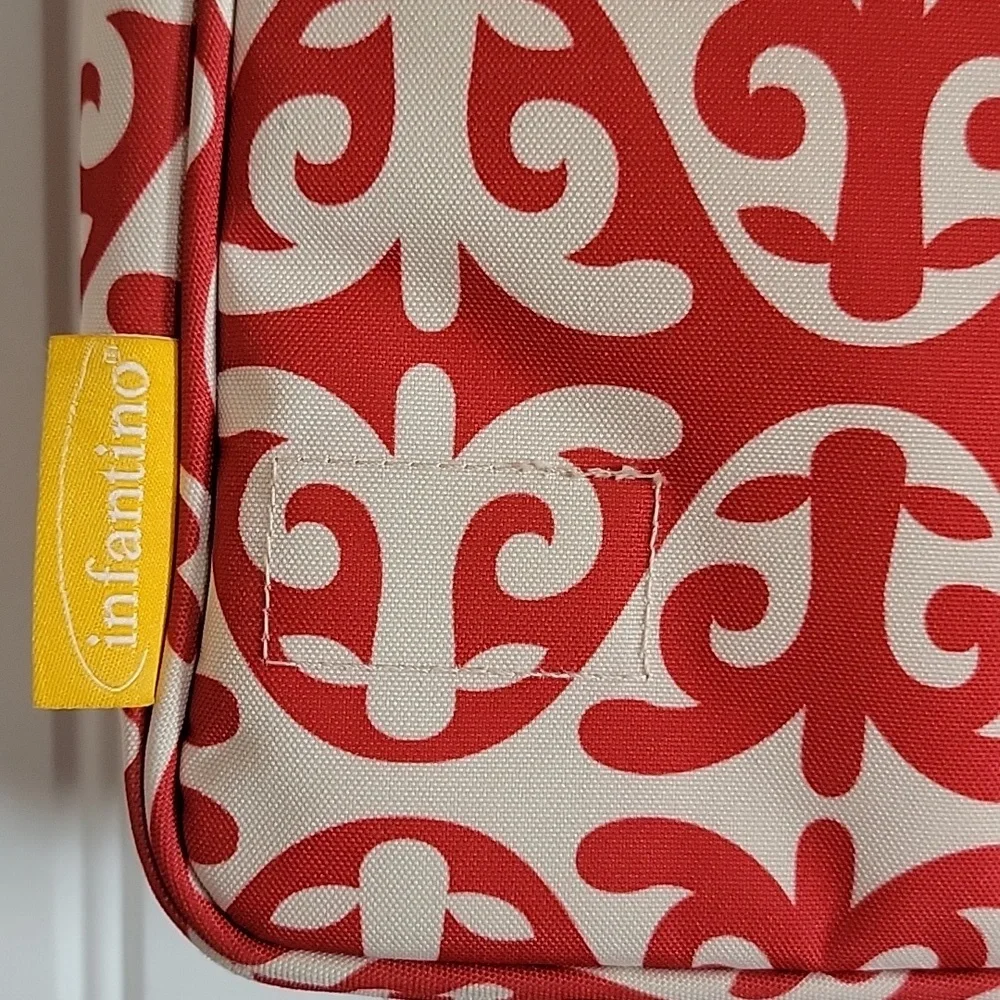 Infantino Savvy Bag - Red and Cream Patterned Shoulder Diaper Bag / Purse